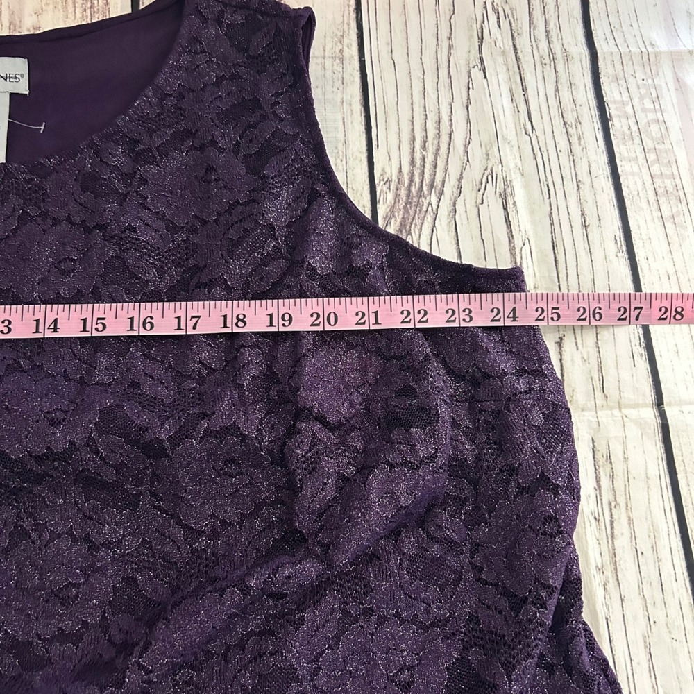 Catherines Purple Floral Lace Shimmer Tank Top Blouse Plus Sz 24W Scalloped Hem - Picture 6 of 7